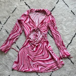 Zara pink and white mini dress